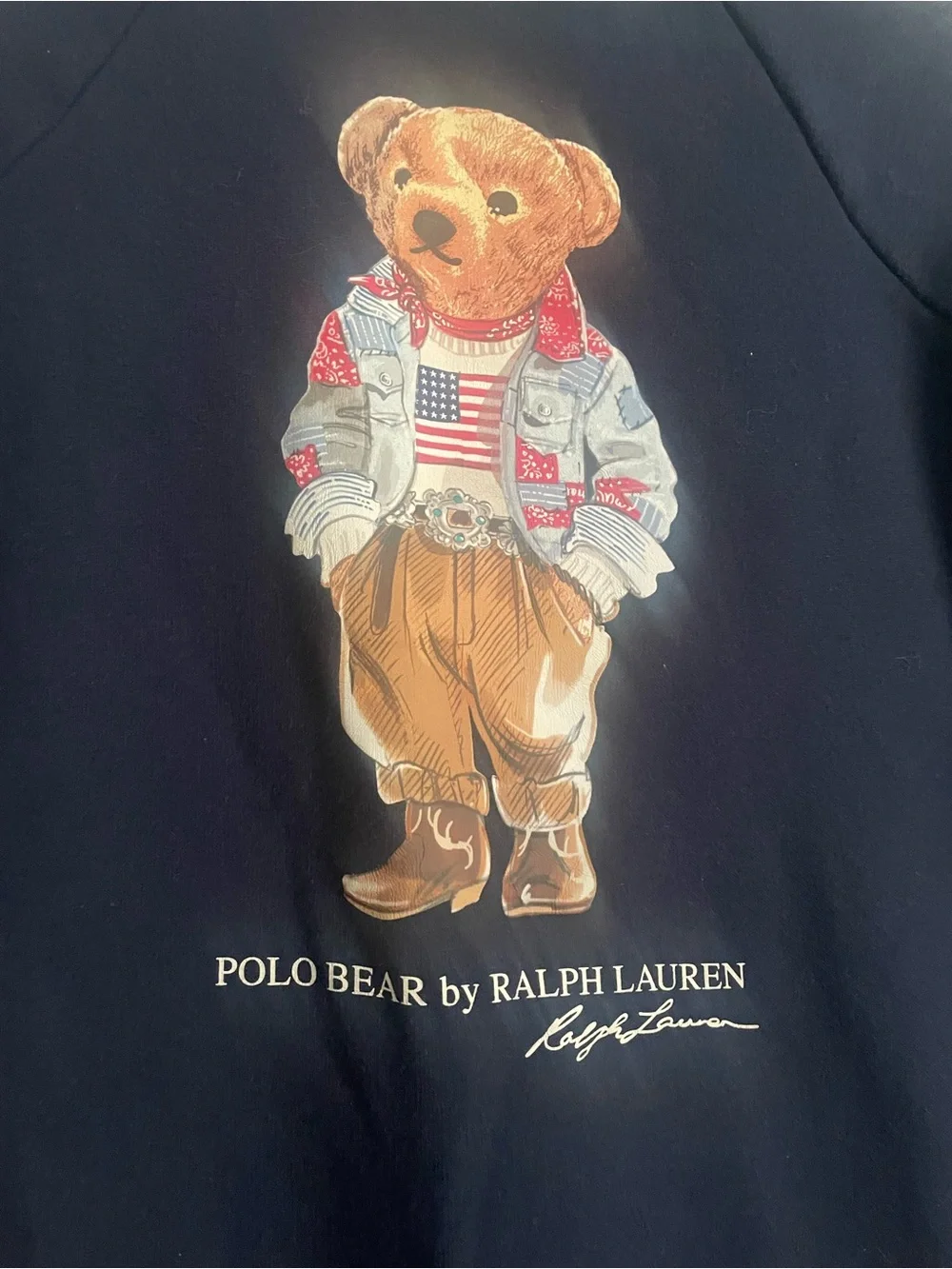 Ralph Lauren Navy Polo Bear Sweatshirt Dress with Graphic